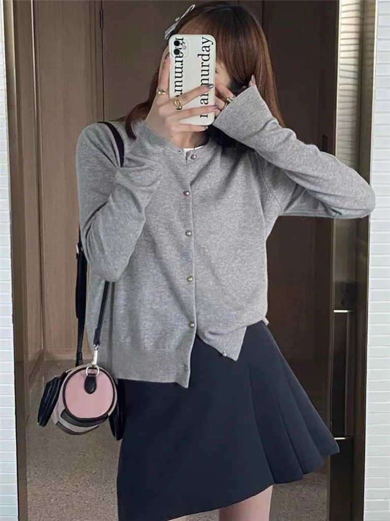 

Женский мягкий вязаный длинный кардиган све, круглый, легкий, универсальный, ранняя осень, новая повседневная удобная верхняя одежда