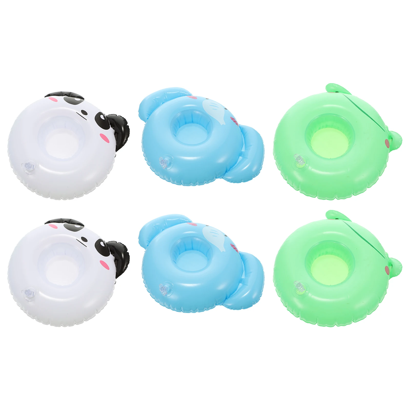 6 個カップインフレータブルホルダー動物の形フローティングドリンク PVC プールパーティー漫画安定したウォータースポーツ