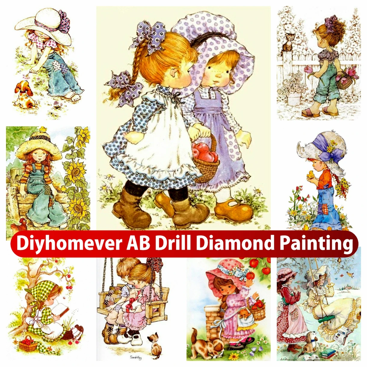 

Cute Cartoon Girl 5D DIY AB Diamond Painting Mosaic Kids Art Embroidery Full Square Round Cross Stitch Picture Home Decor Gift