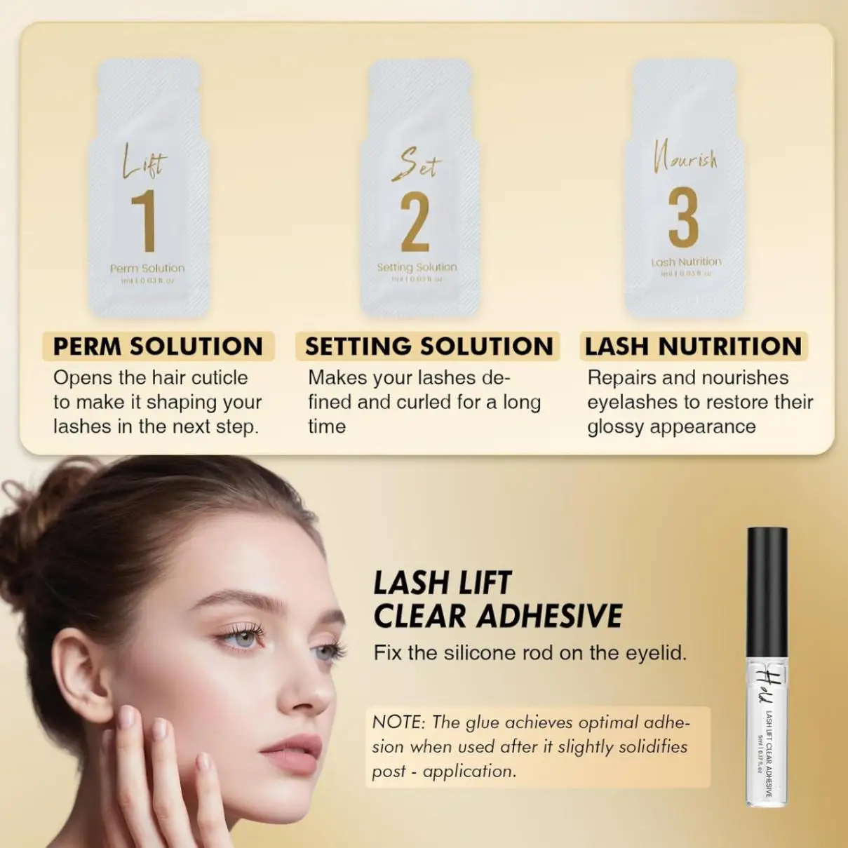 Gollee 2-in-1-Wimpernlift-Set, Augenbrauen-Laminierungsset, verbesserte Version, Kleber, semi-permanentes Dauerwellen-Set in Salonqualität, einfach zu Hause zu verwenden