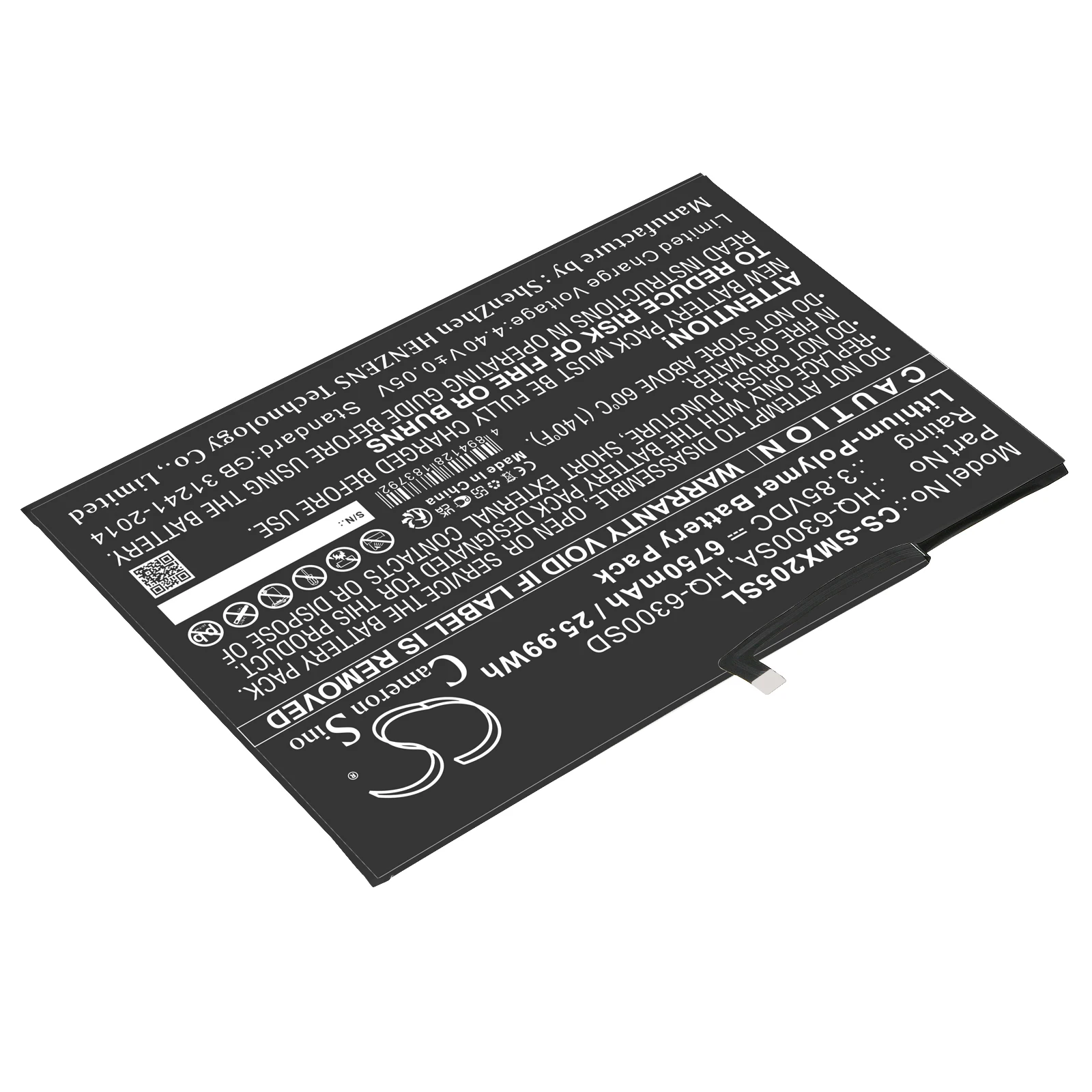 CS Replacement Battery For  SM-X200, SM-X205, Tab A8 10.5 HQ-6300SA, HQ-6300SD 6750mAh / 25.99Wh VoIP Phone