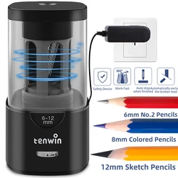 6-12mm Stendent Automatic Electric Pencil Sharpener Mechanical Bulk Usb for Kid School & Office Supplies with Spiral Tool Holder