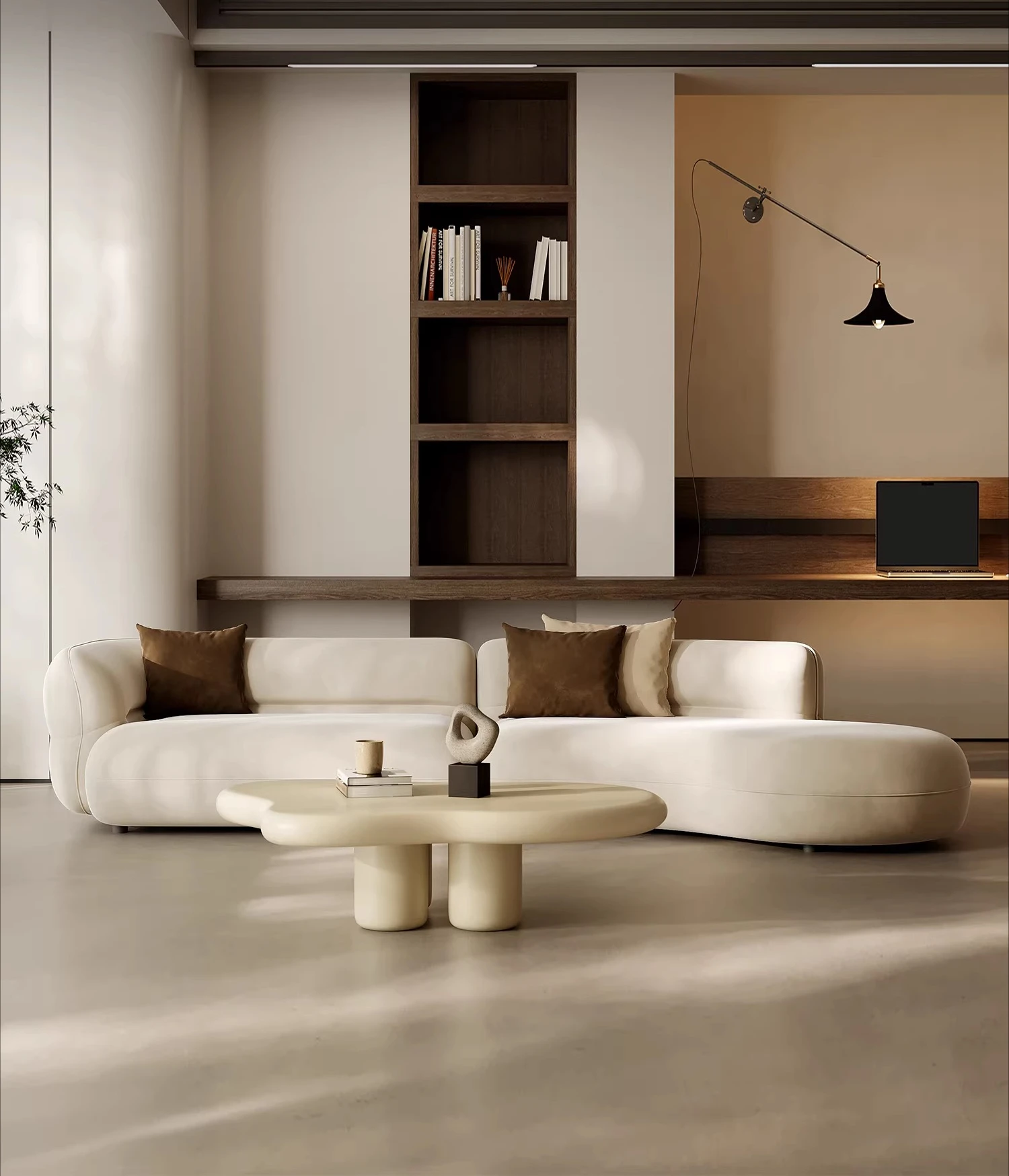 

Italian light luxury sofa matte cloth designer curved sofa size apartment modern simple living room fabric sofa