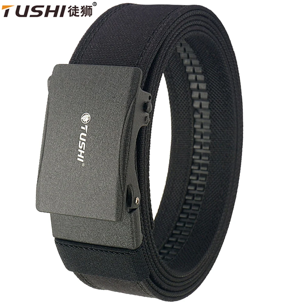 TUSHI Belt New Hard Military Belt for Men Metal Automatic Buckle IPSC Gun Belt Nylon Tactical Belt Outdoor Sports Girdle Male