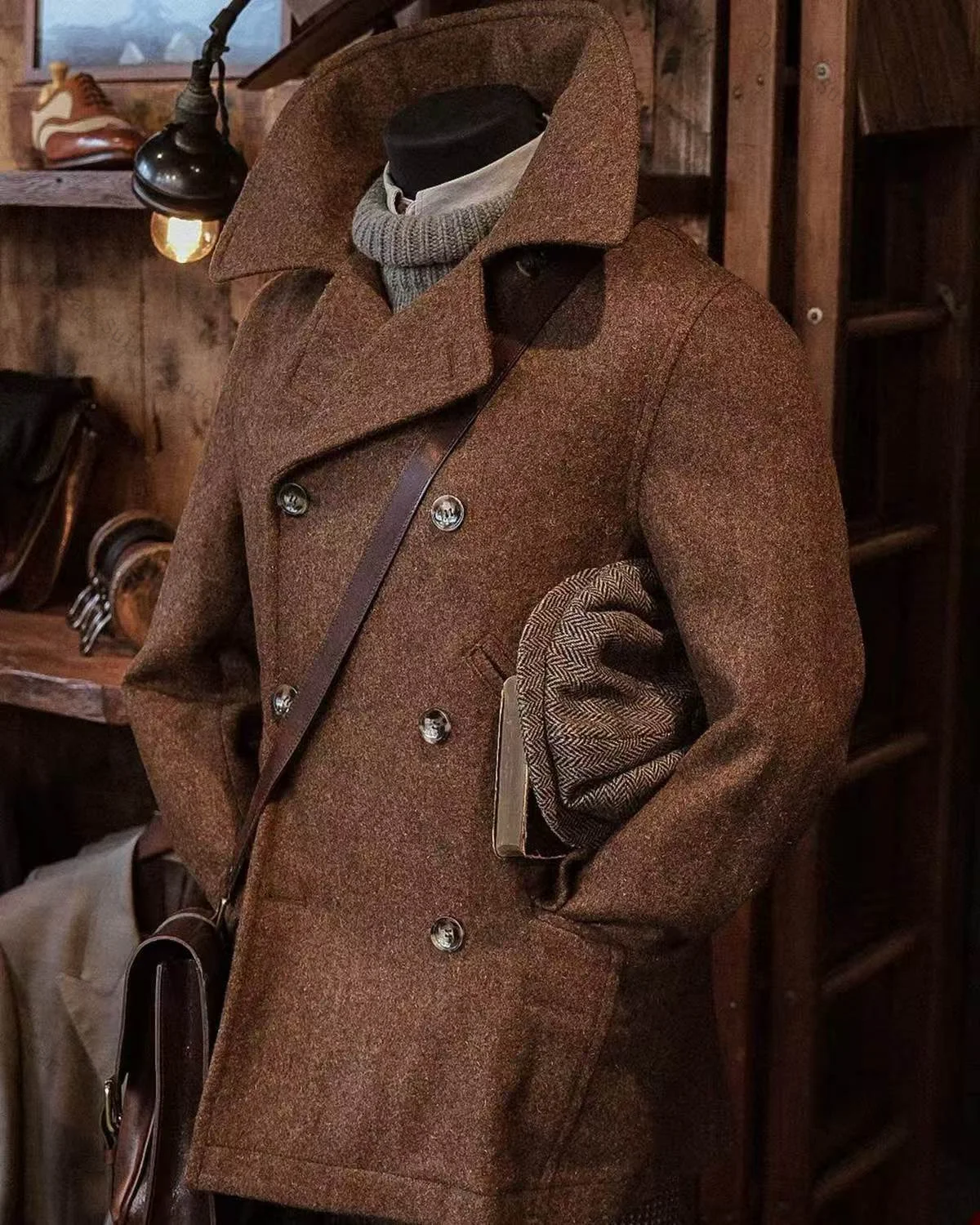 

Brown Wool Men Suit 1 Piece Winter Blazer Customized Formal Business Office Jacket Wedding Tuxedos Coat Outfit