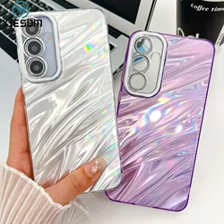 Water Ripples Laser Phone Case for Samsung Galaxy A16 A36 A56 A55 5G A35 A25 A15 A54 5G Plating Shockproof Cover with Lens Film