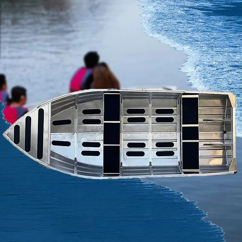 Large Capacity Aluminum Alloy Fishing Boat Diamond Plate Floor Multi Person Marine Aluminum Boat Customizable