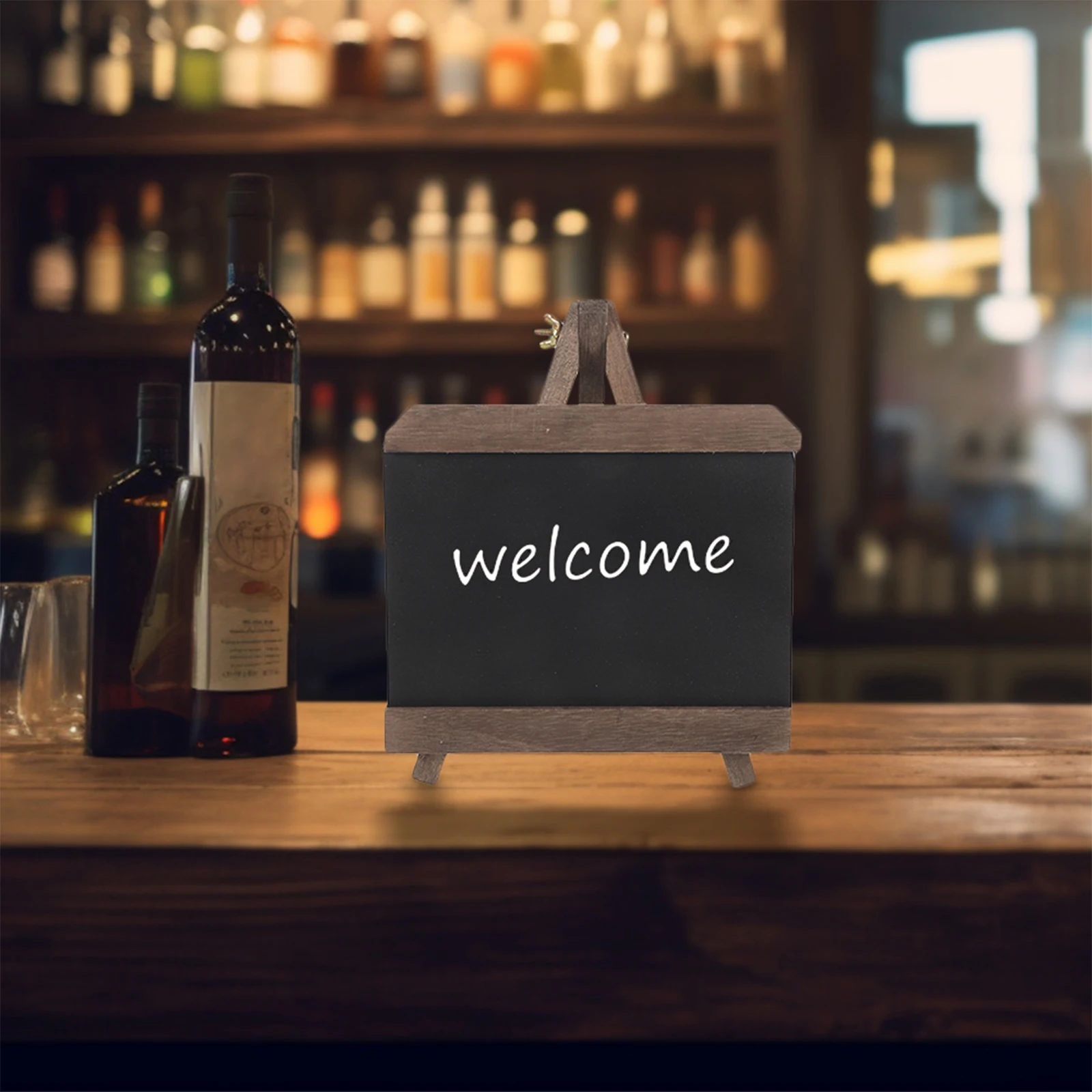 Vintage Chalkboard Sign with Wood Base Small Desktop Message Board for Table Number Display Menu Writing Standing Chalkboard