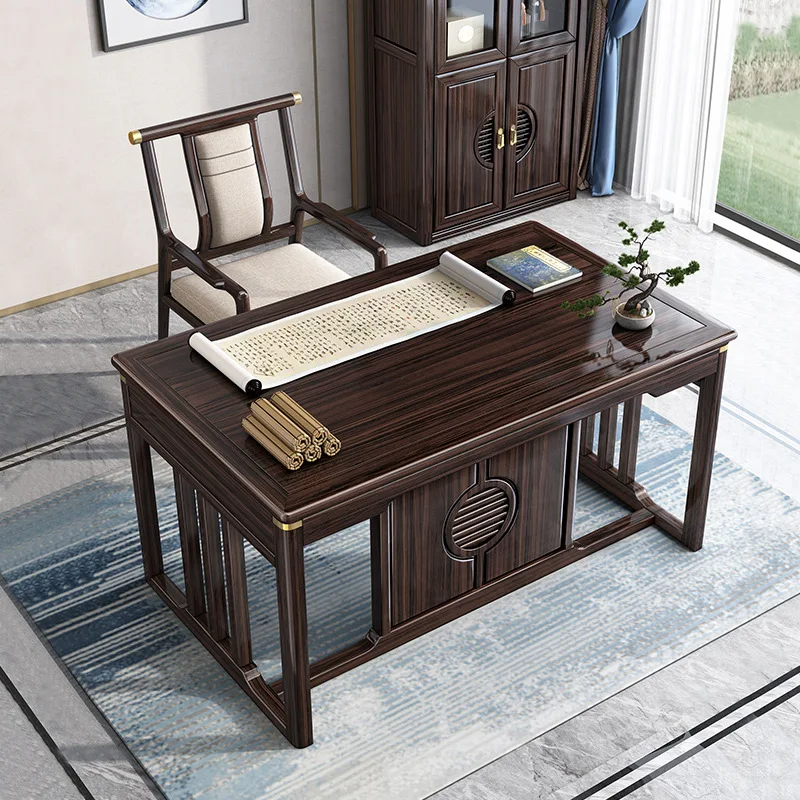 

New Chinese solid wood desk home desk study furniture set combination ebony computer desk calligraphy desk