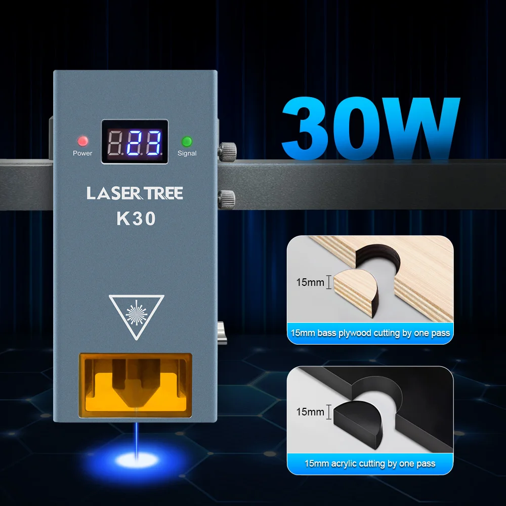 Módulo de laser de árvore a laser, 10w/20w/30w/40w, potência óptica com cabeça de laser de assistência de ar, luz azul ttl para gravador, ferramentas de corte de madeira