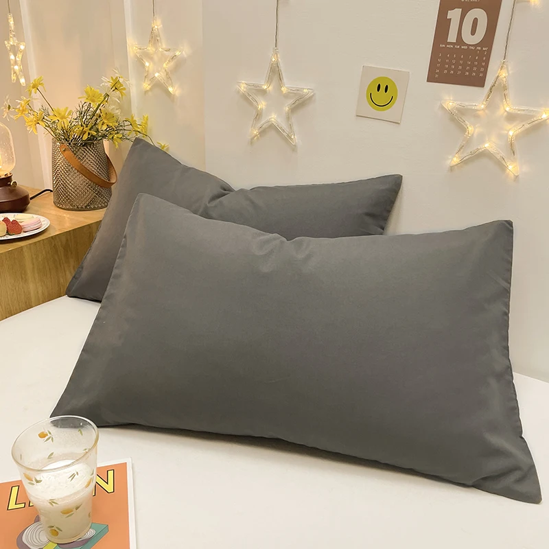 Gray Pillows Cover 2pcs Pillowcase 48x74cm Cushion Cover Rectangle Pillowslip for Home funda almohada Simple Style Pillow Case