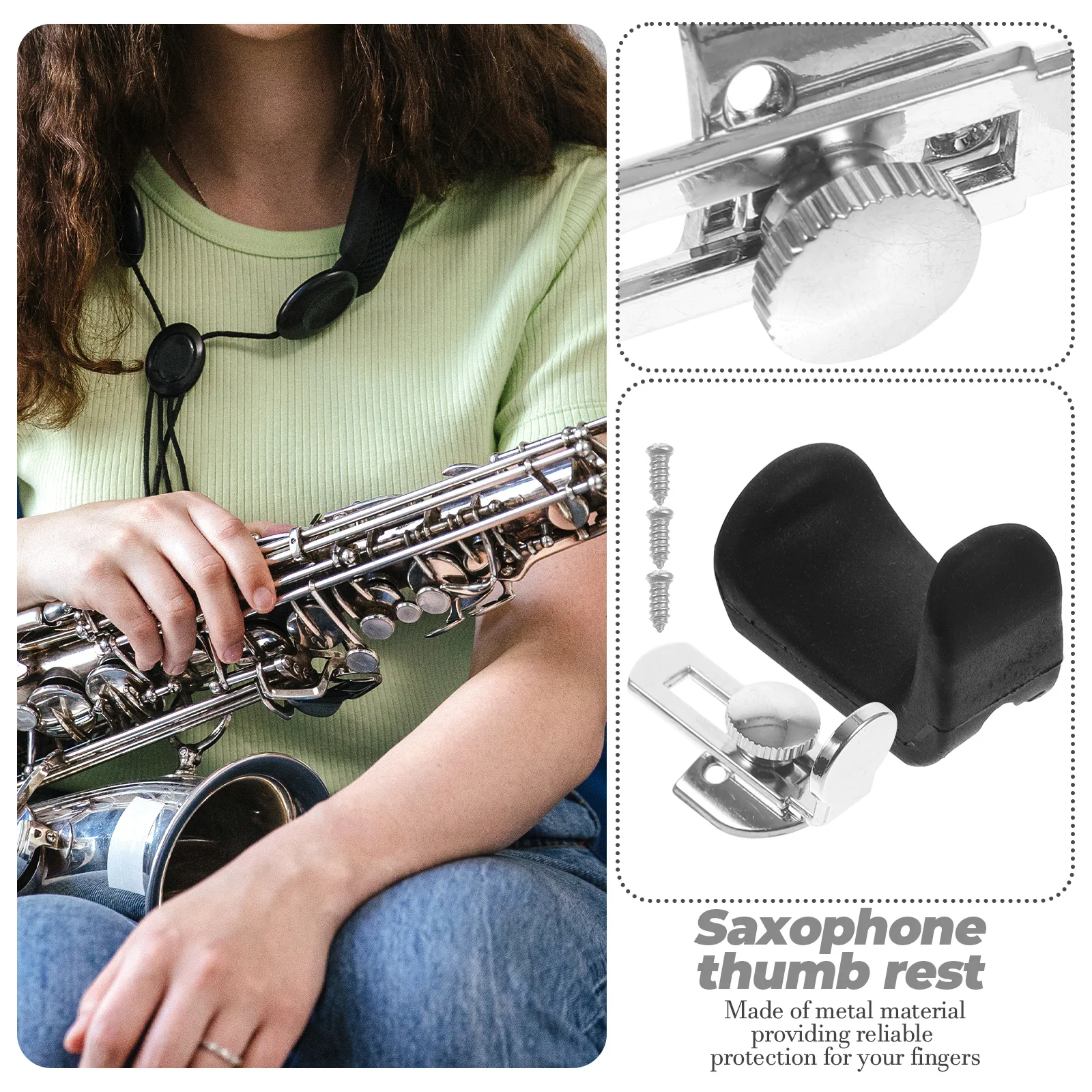 

1 set Saxophone Finger Cot Holder Set Metal Thumb Rest Cushions Durable Simple Accessories For Wind Instruments