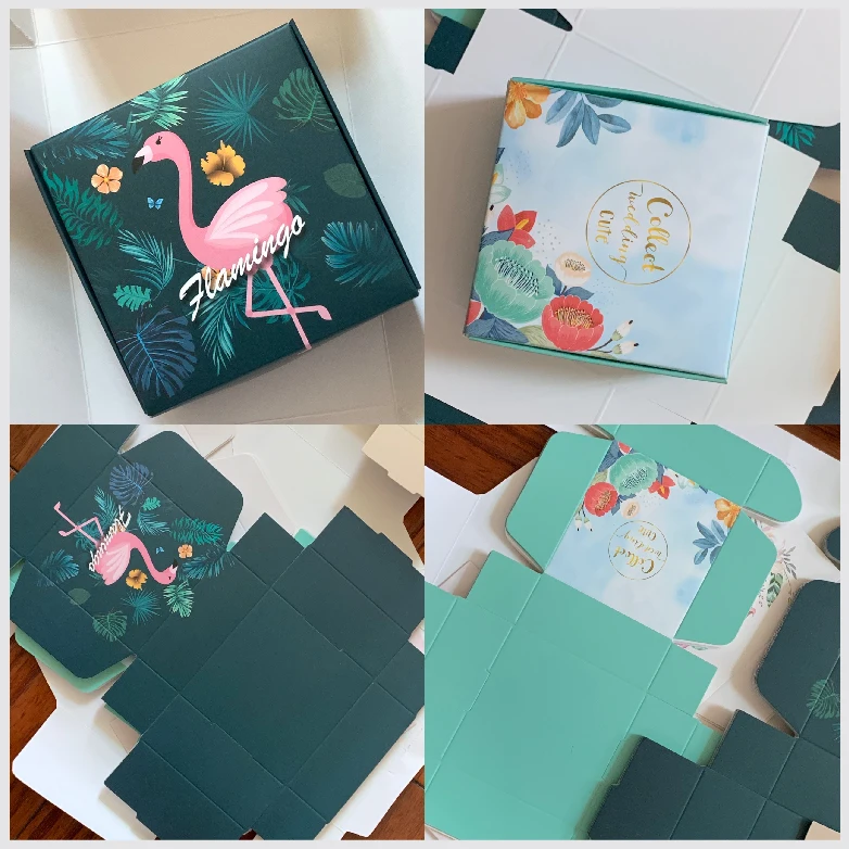 10pcs/lot Flower And Bird Pattern Small Jewelry Box Foldable Handmade Soap Packaging Box Lovely Mermaid Boxes For Gifts