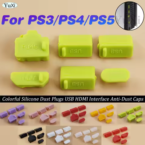 1Set Silicone Dust Plugs USB HDMI Interface Anti-Dust Cap Cover Hole Plug For PS5 PS4/PlayStation 3 Game Console Cover Stopper