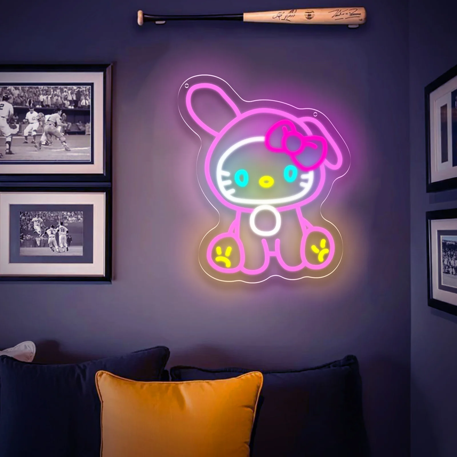 Hello Kitty Melody Neon Sign Sanrio LED Neon Light USB for Girl Bedroom Study Game Room Party Exhibition Decor Gift Dimmable
