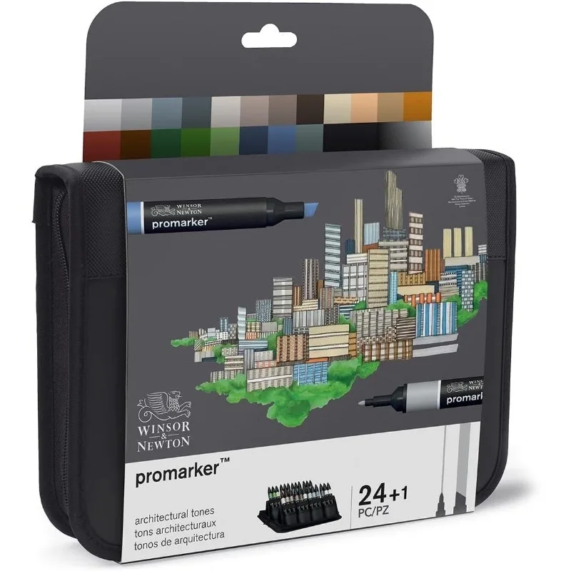Winsor & Newton ProMarker Set 6/12/24 Color High Quality Alcohol Based DUAL TIPS Marker Pen Fast Drying Easily Layer and Mix