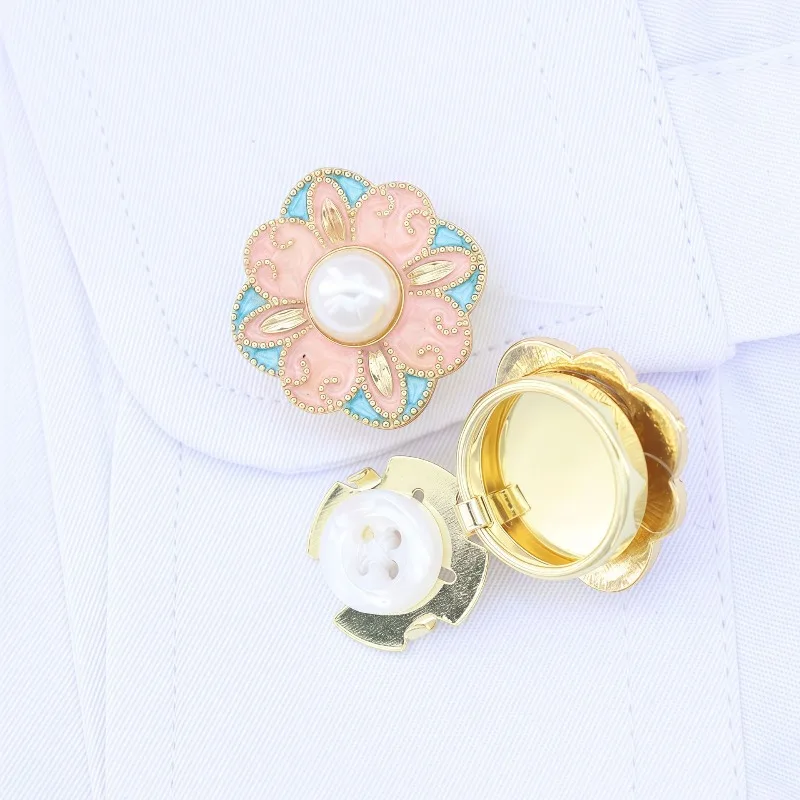 Fashionable Oil Dropped Enamel Cufflinks Collar Buckles Dress Decorations Shirts No Sewing Snap Former Banquet Party Accessories