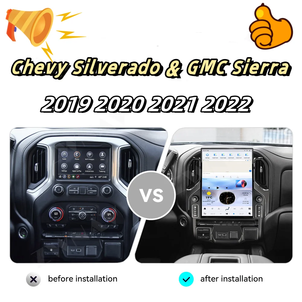 Qualcomm Car Radio Multimedia Player For Chevrolet Silverado GMC Sierra 2019 2020 2021 Carplay Android Auto Stereo 2DIN Headunit