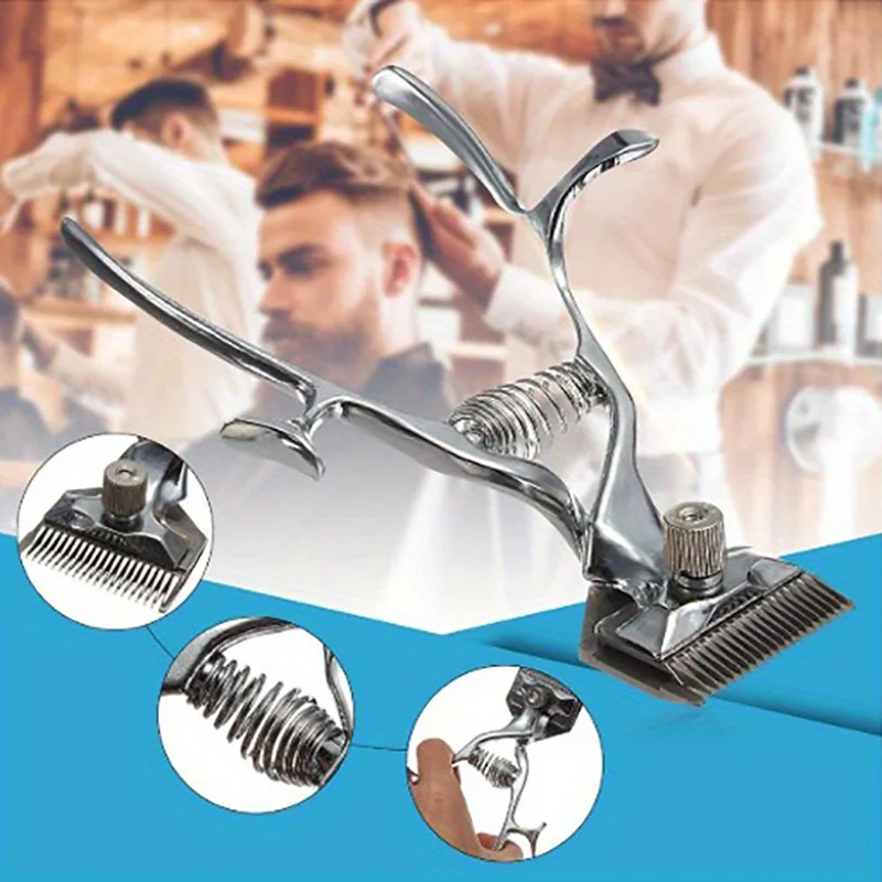 

Stainless Steel Manual Hair Clipper Vintage Style Low Noise Portable Trimmer for Men & Women Adjustable Blades