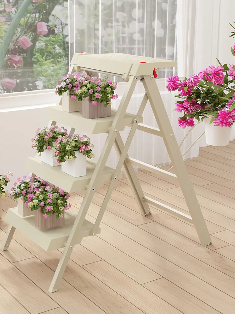 Thickened Aluminum Alloy 3 Step Folding Herringbone Ladder Portable Multifunctional Household Step Stool