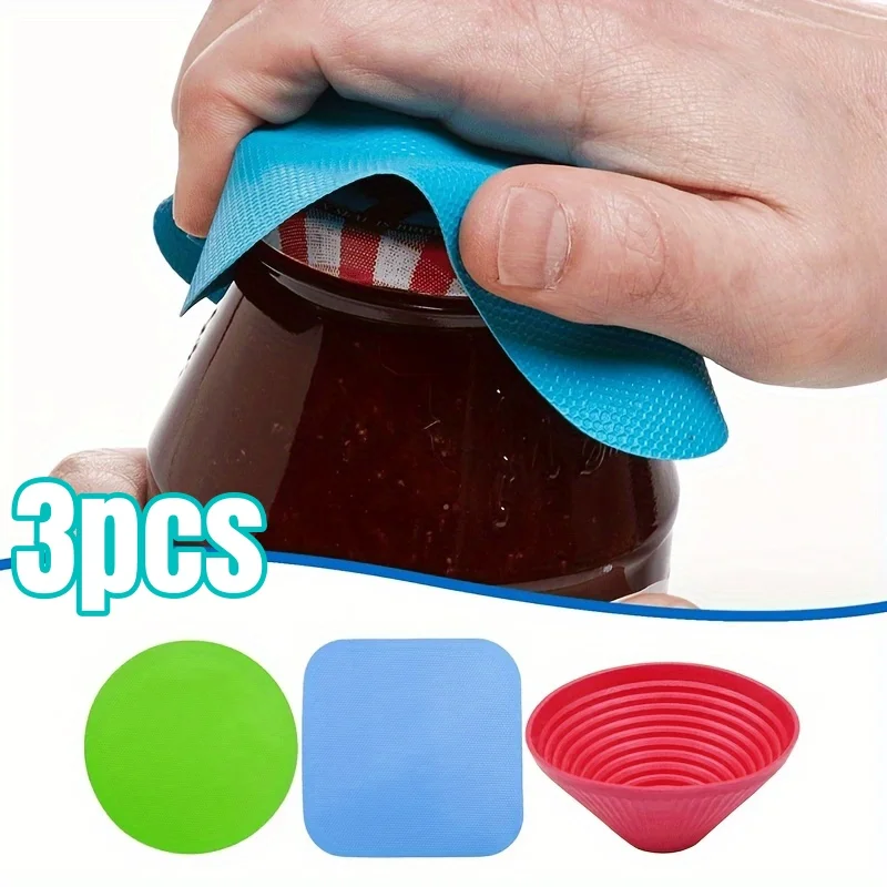 1/3pcs Rubber Can Opener Pad Reusable Bottle Opening Booster Anti-slip Easy-to-Use Gripper for Elderly Children Kitchen Gadgets
