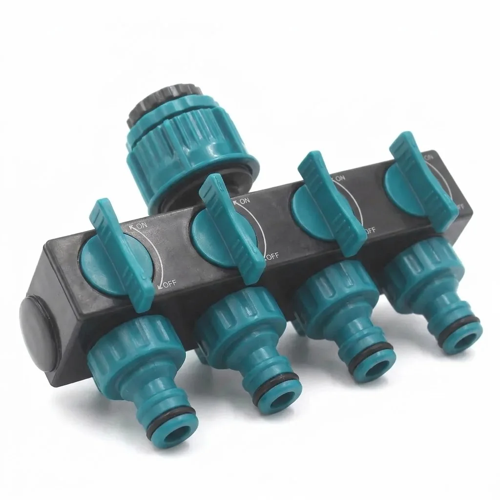European Standard 4 Way Water Splitters 1 Inch to 3 4 to 1 2 Thread Garden Irrigation Watering Connector Fittings Valve Outdoor