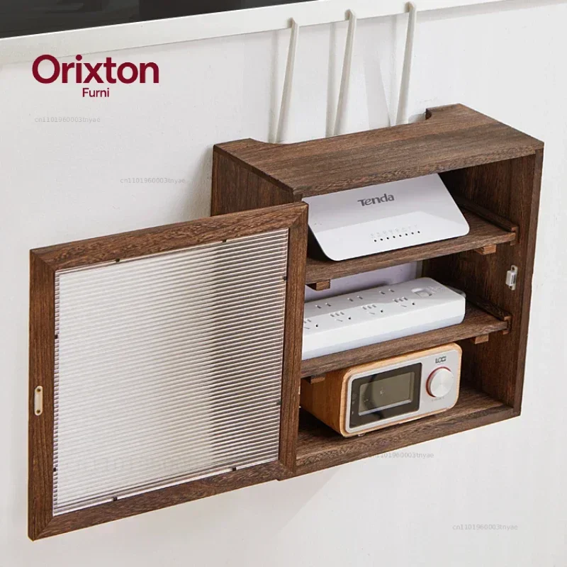 Wall-Mounted Router Storage Box WiFi Organizer Shelf Compact Living Room Plug Holder Cat Block Decorative Cable Management