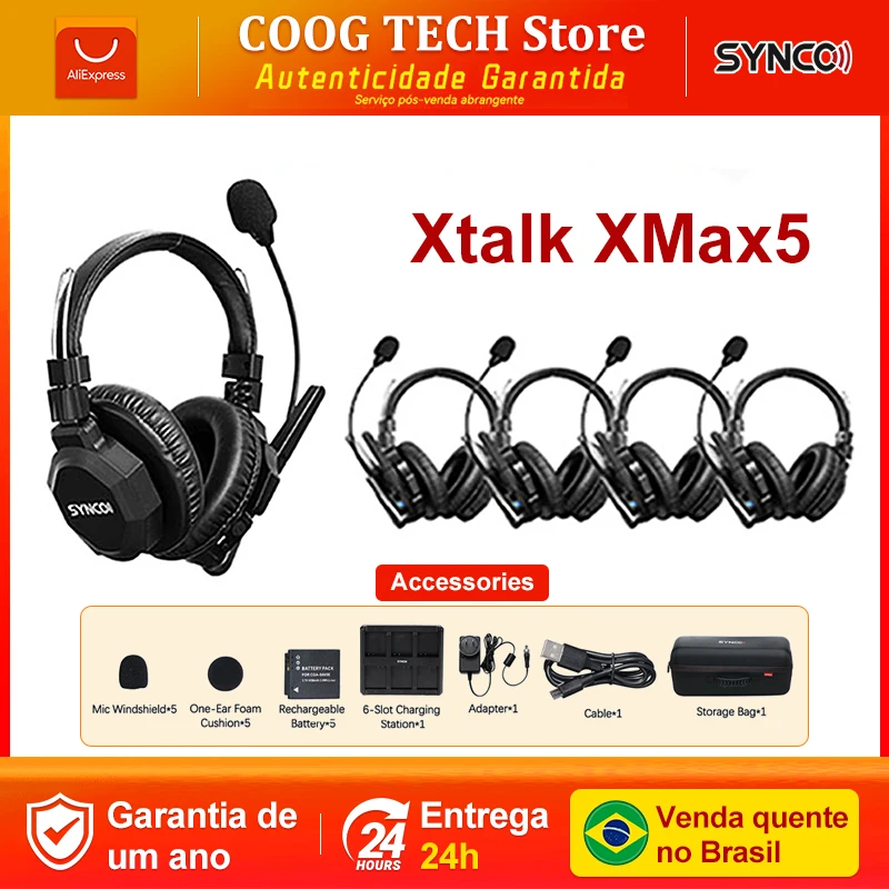 SYNCO Xtalk XMAX X5 Wireless Headset Full-duplex Intercom Communication System for Filmmaking Live performances Teamwork