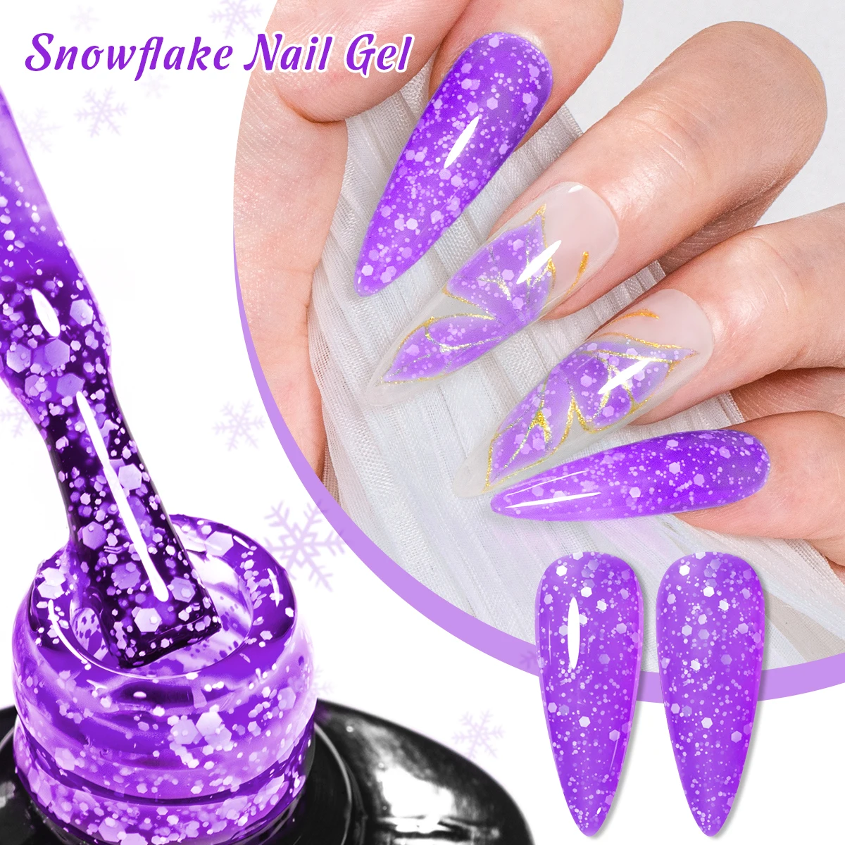 7ml Snowflake Gel Nail Polish UV LED Semi Permanent Milky White Pink Glitter Snow Sequins Gel Nails Art Design Varnish Manicure