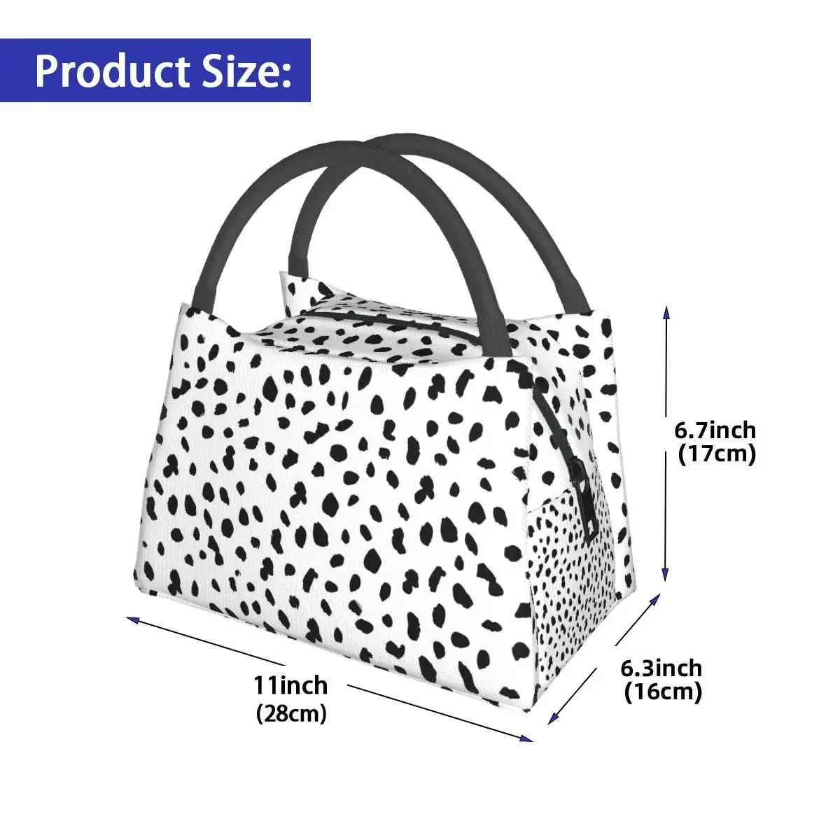 Dalmatian Dog Print Lunch Bag Black and White Portable Insulated Lunch Box School Print Cooler Bag Fashion Oxford Tote Food Bags image 2