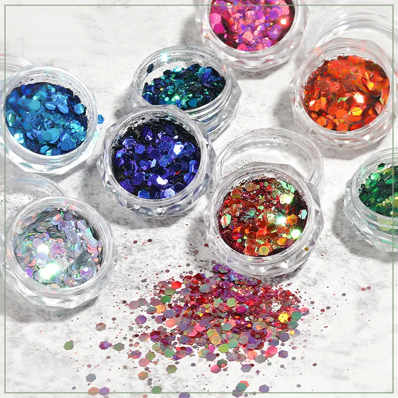 Nail art sequins Symphony flash ins hexagonal scallion slices nail patch decoration