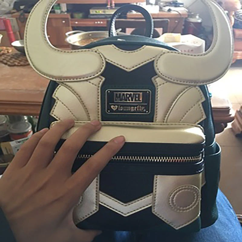 Marvel Loungefly Loki bolsos de Cosplay clásicos para mujer, bolso de hombro con doble correa, monedero, Mini mochila