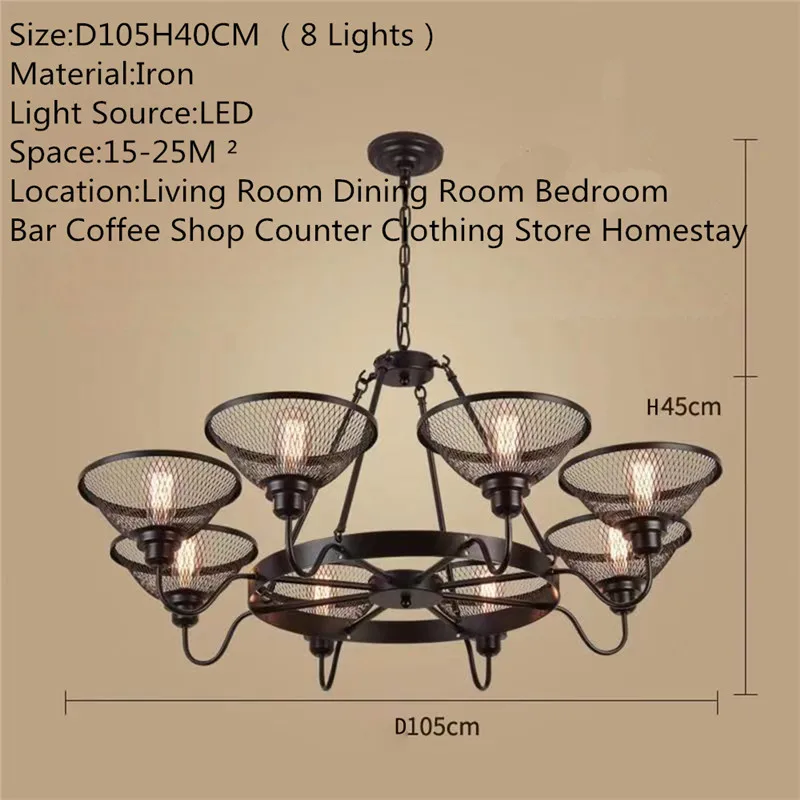 OUFULA American Retro Pendent Lamp Industrial Wind Living Room Restaurant Loft Clothing Store Cafe Bar Box Homestay Chandelier