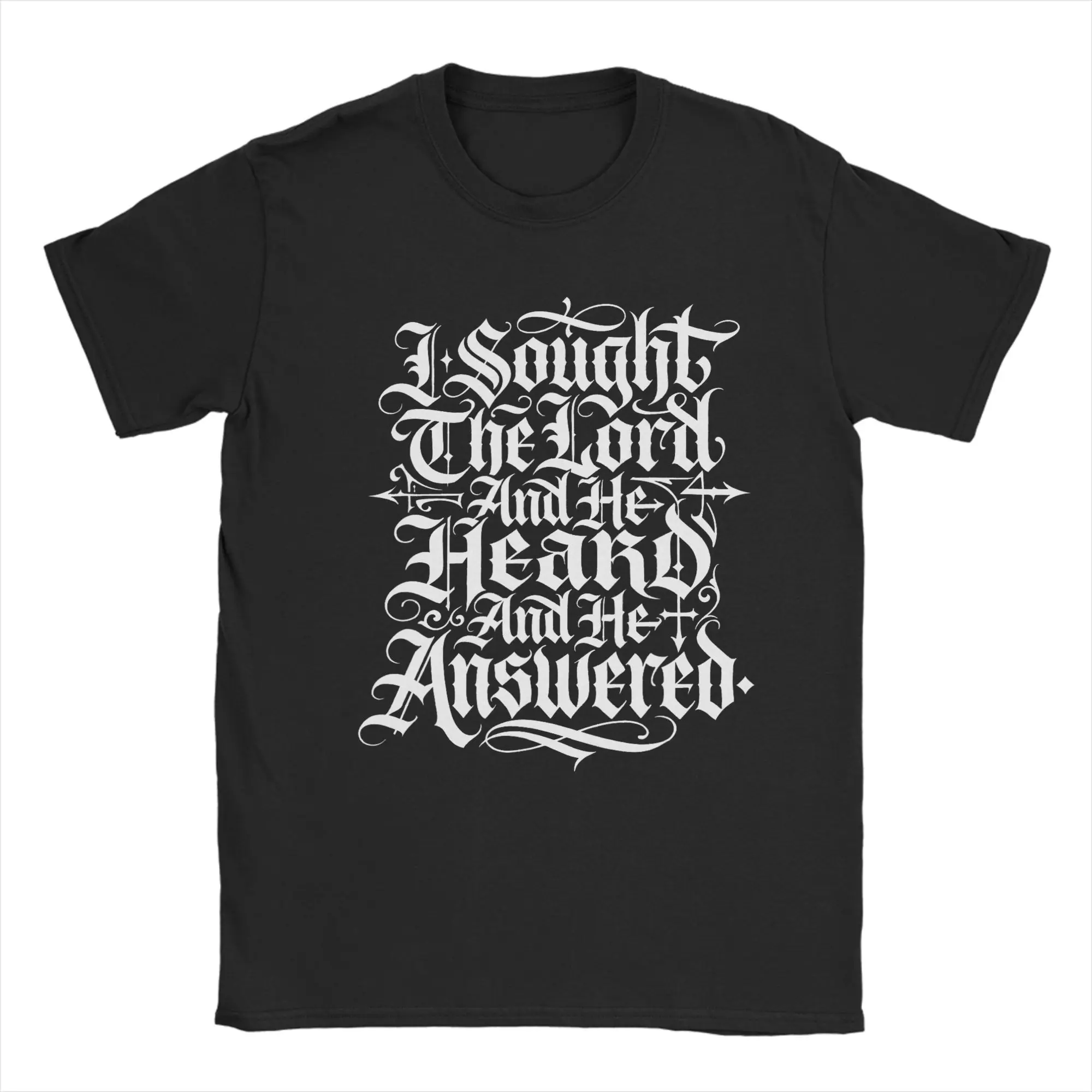 Men T-Shirts I Sought The Lord And He Answered  Vintage 100% Cotton Tees Short Sleeve  T Shirts Crewneck Tops Gift Idea