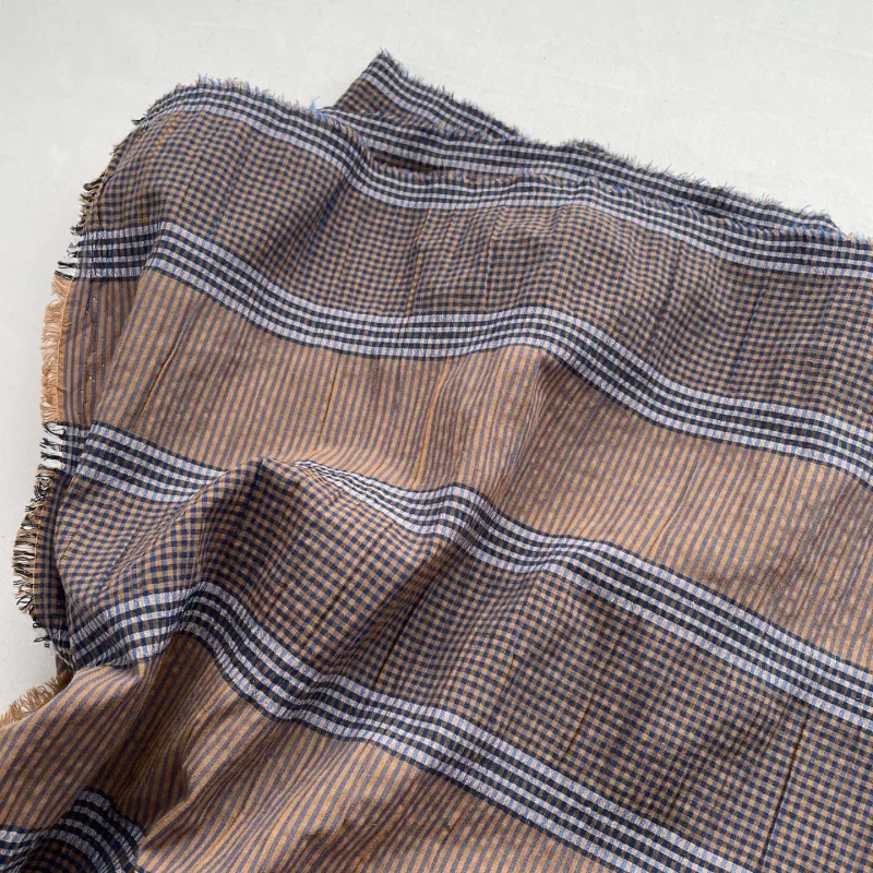 

Retro striped checkered cotton fabric for blended pleated shirt dress diy fabric