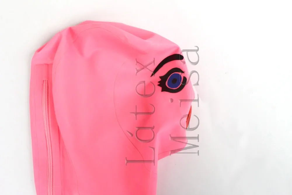 Novelty rolling mouth decoration  latex cartoon hoods open nostrils in pink color for adults