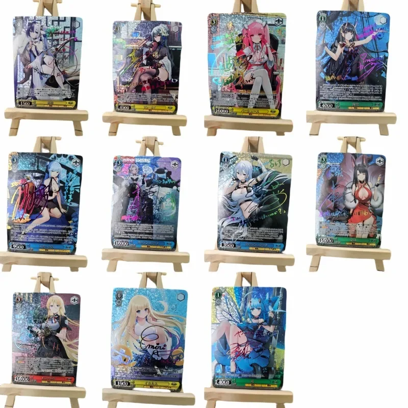 11pcs/set WeibSchwarz Azur Lane IJN Noshiro IJN Akagi Self Made Refraction Flash Card Anime Classics Game Collection Cards Toy