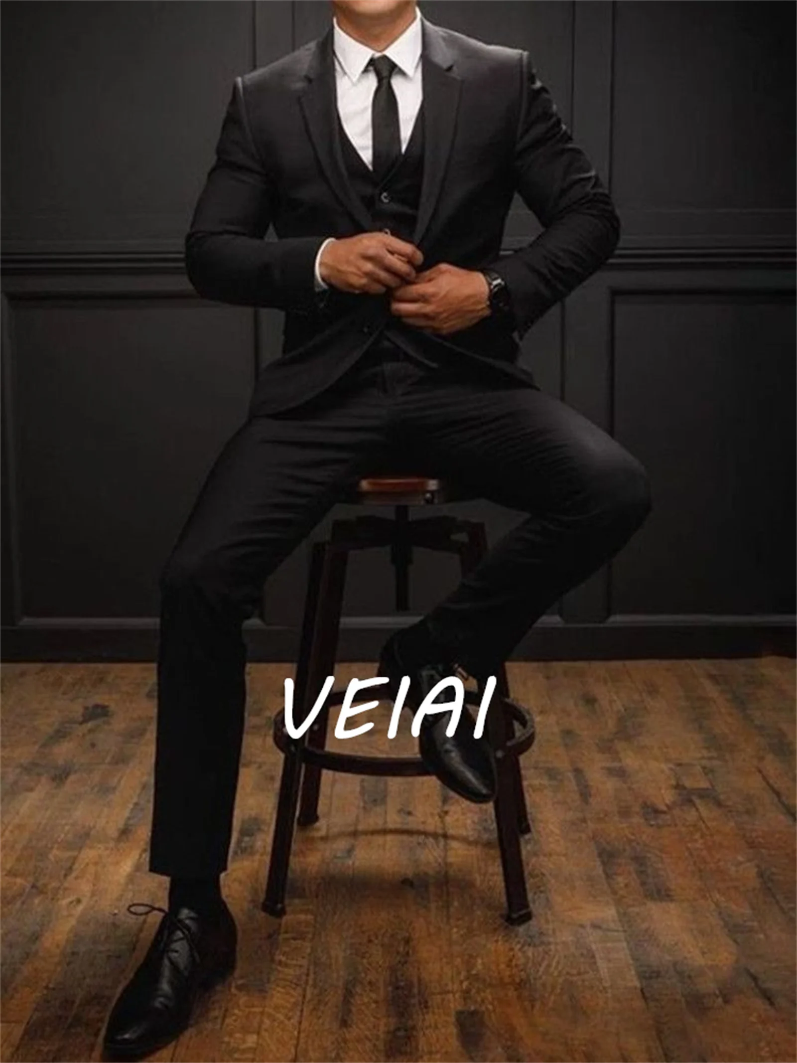 تخصيص أحدث تصميم الأسود العريس ارتداء الرجال الدعاوى سليم صالح سهرة الزفاف الأعمال السترة مجموعة 3 قطعة سترة + بانت + سترة زي