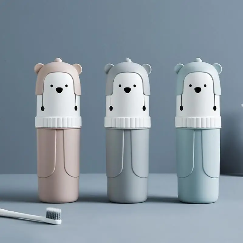 Cartoon Bear Mouthwash Cup Portable Mouthwashing Household Cup for Outdoor Traveling Camping Portable Toilet B95B