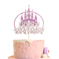 1pc, Castle Happy Birthday Cake Decor Topper Princess Prince Happy Birthday Cake Decoration Topper