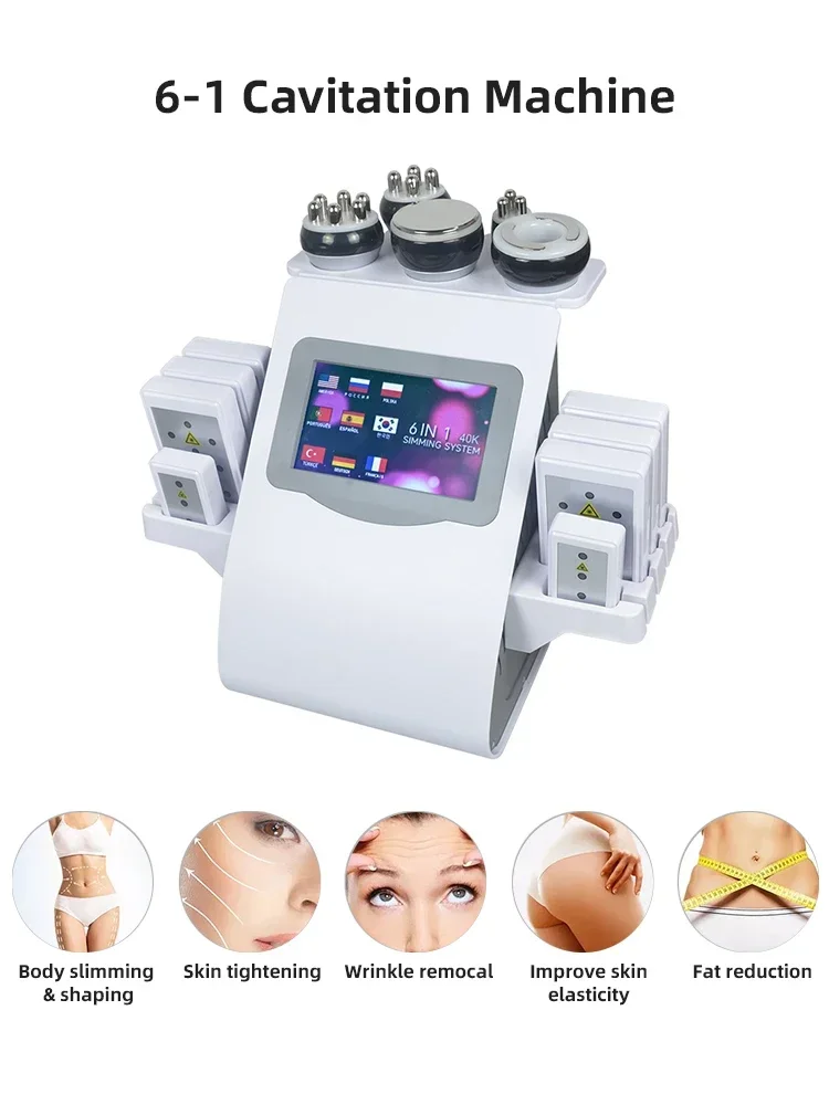 Corpo facial radiofrequência lipoaspiração a vácuo 40k máquina de cavitação ultrassônica 6 em 1