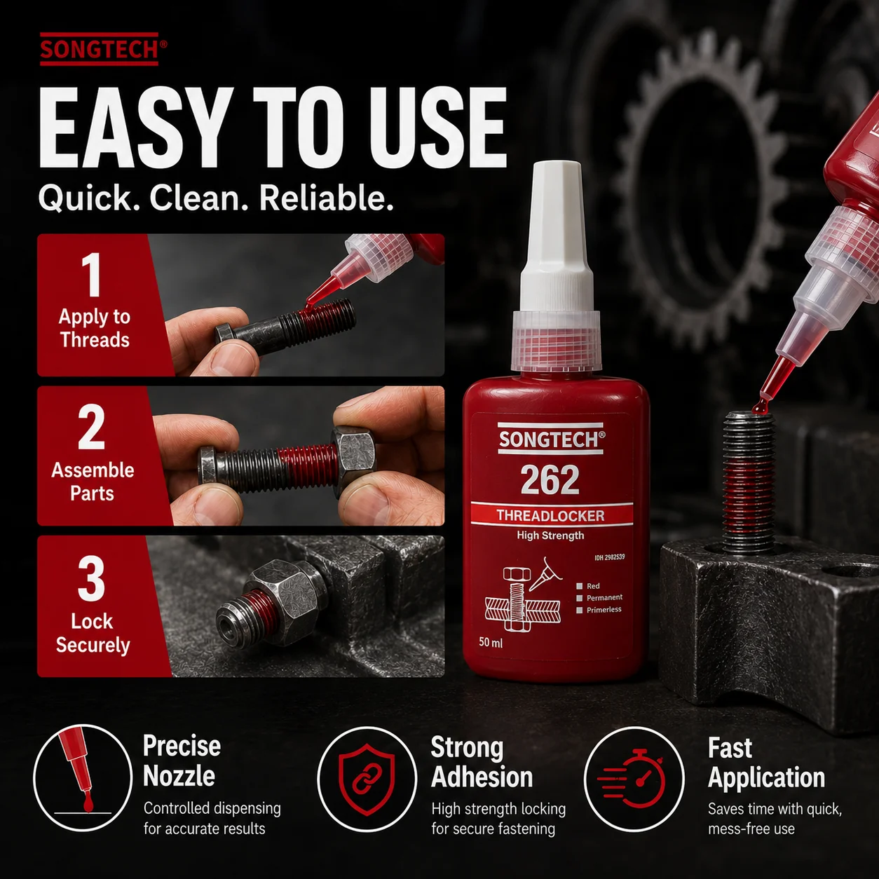Wholesale SongTech Loctite 262 High Strength Red Threadlocker Permanent Screw Lock Adhesive for Metal Bolts Nuts Anti Vibration