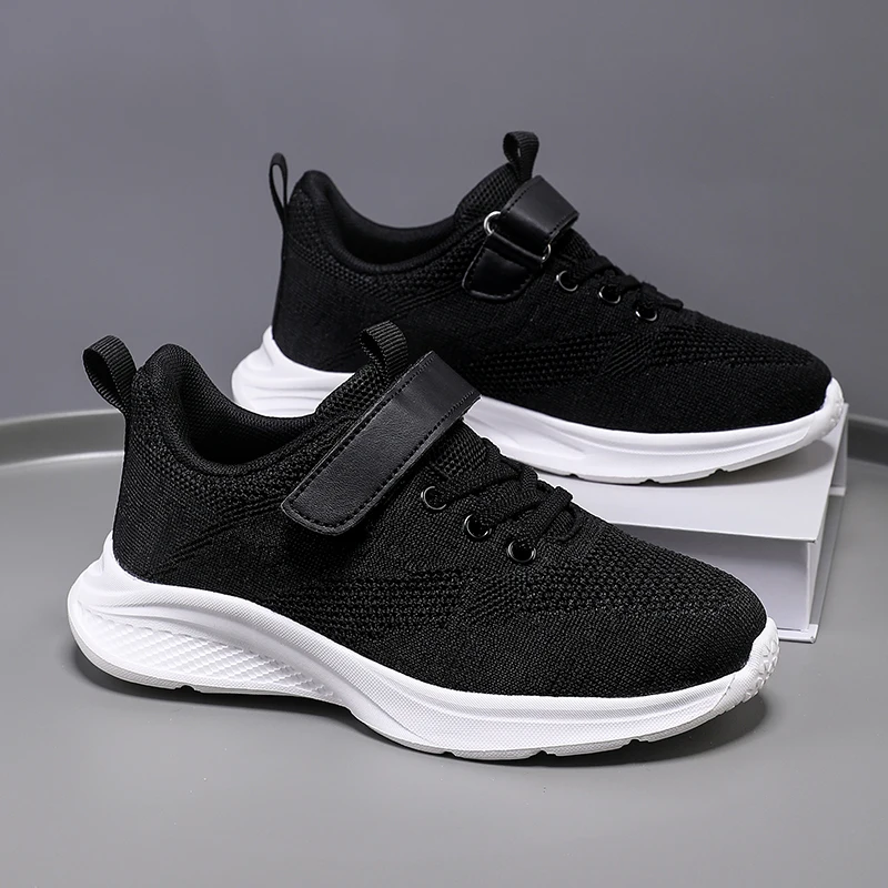 Clean Line Unisex Kids Daily Footwear Minimal Solid Color Anti Collision Toe Cap Non Slip Flat Velcro Closure Leisure Sneakers view 3