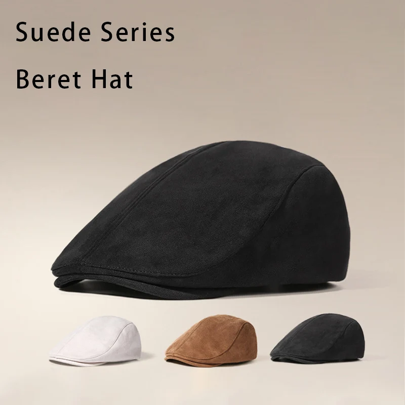 Autumn Stylish Suede Nap Beret Hat For Men Retro British Style Women Painter Hat Street Simple Newsboy Cap All Match Forward Cap