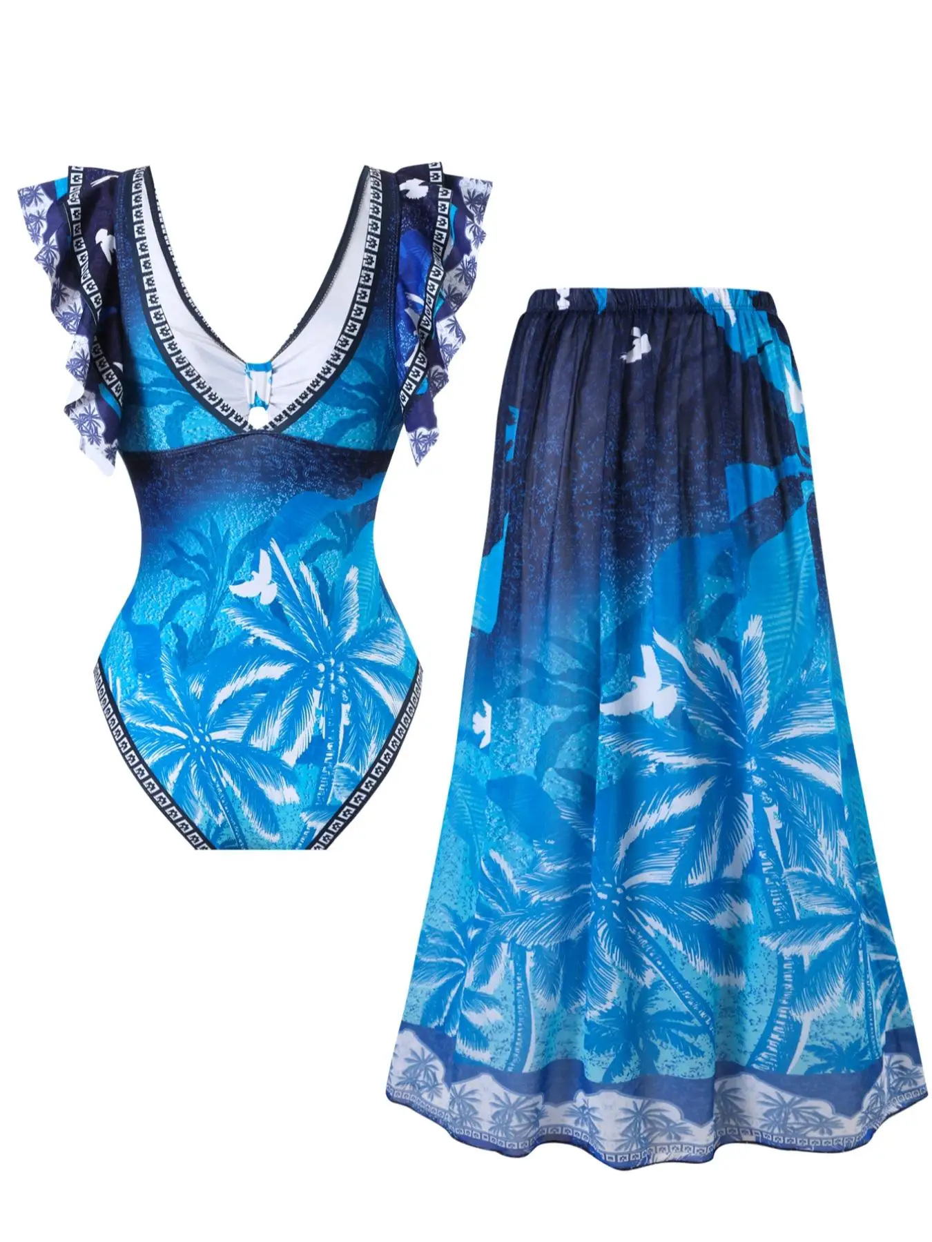 2026 ملابس السباحة المطبوعة قطعة واحدة فستان الشاطئ مثير كشكش ملابس النساء الاستحمام السباحة لباس سباحة مبطن بحر الصيف #2