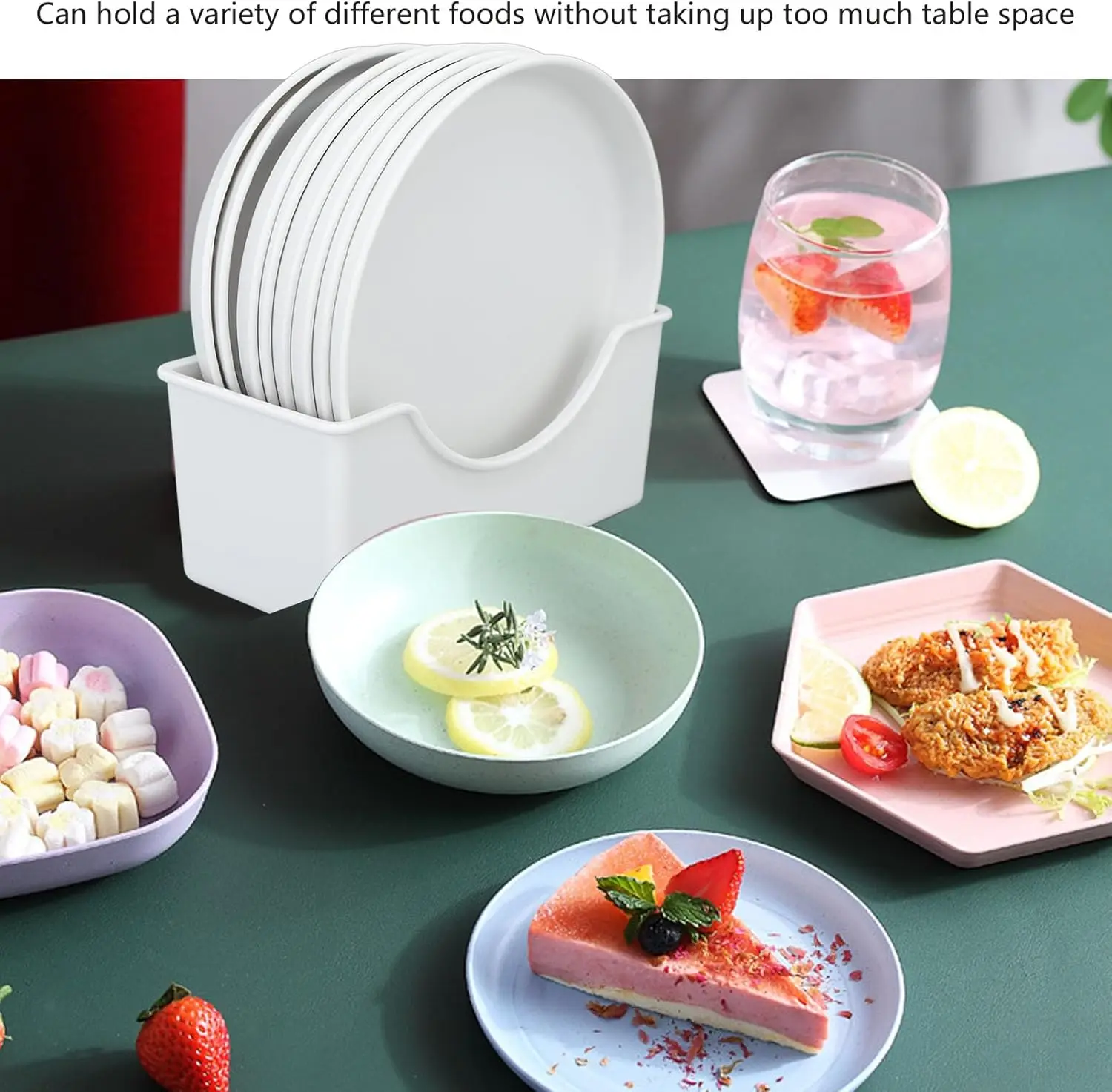 8Pcs Bone Spitting Dish Fruit Cake plate with base,Melamine Dinnerware Dishwasher Safe,Small Dish Table Garbage Dish Set