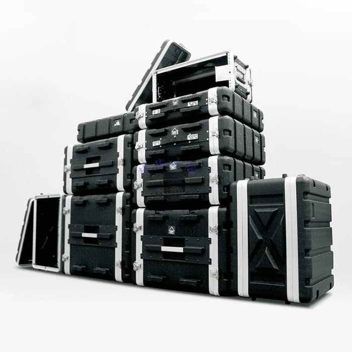 Portable ABS Cabinet with Main Body Depth 210mm, Aviation Box Chassis Rack Shockproof Case for 19 inch Receiver