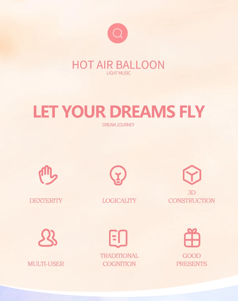 لوز كوكو منطاد الهواء الساخن اللبنات لعبة نموذج تجميعها الموسيقى منطاد الهواء الساخن الحلوى منطاد الهواء الساخن لعبة أطفال هدية