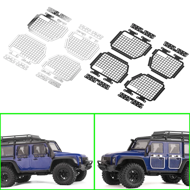 1 Set Metal Folding Side Window Net Explosion-proof Protective Net for 1/18 RC Crawler TRX4-M DefenderUpgrade Parts