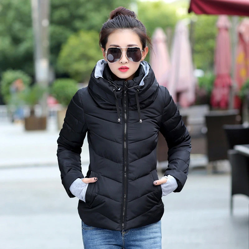 Winter Jacket for Women Tops Womens Parkas Thicken Outerwear Solid Coats Short Female Slim Cotton Padded Basic Clothing